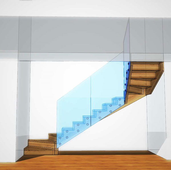 half turn with glass railings