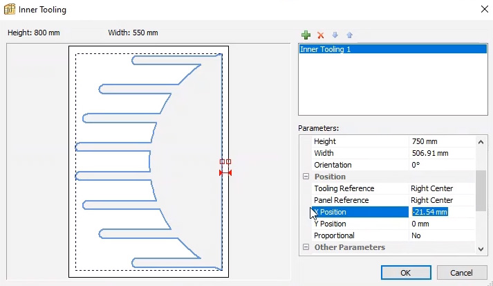 Position inner tooling in Polyboard