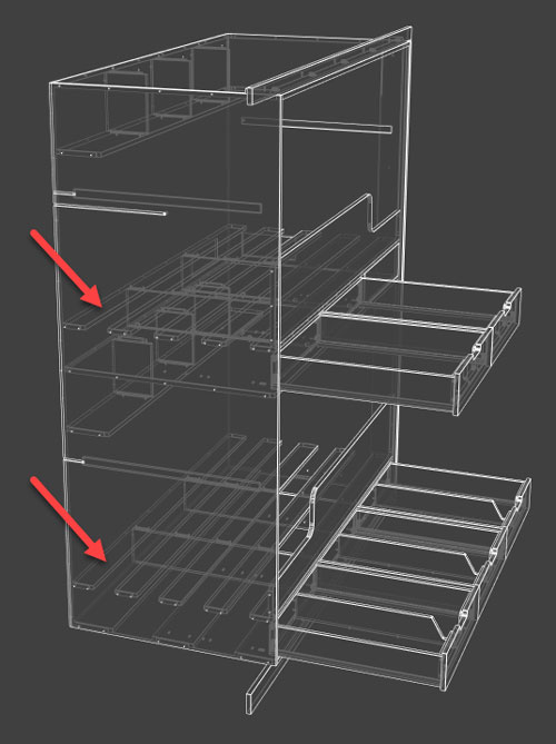 wireframe bunk bed design showing bed slats and base