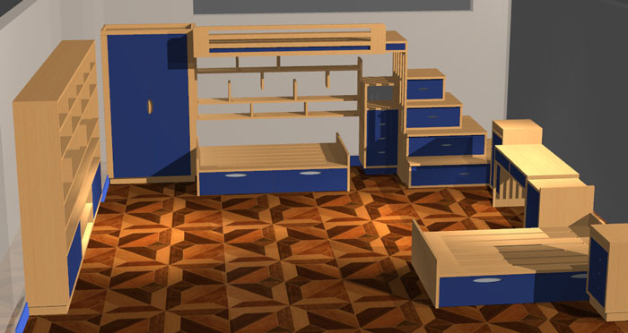 complete bunk bed and cabinet project