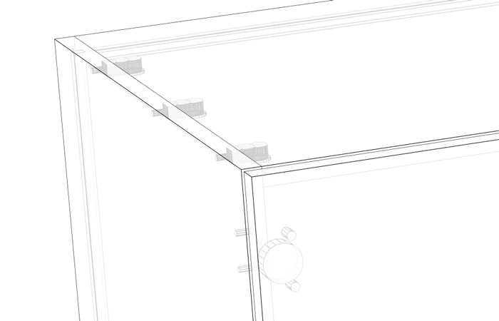 zoom of cabineo hardware in polyboard cabinet