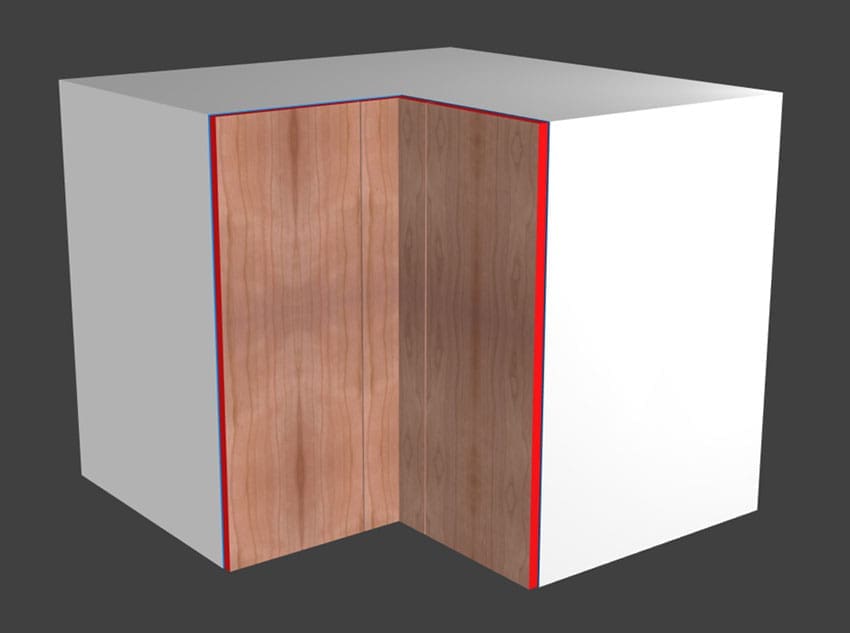 3d render of corner cabinet with fillers
