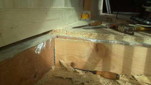 preparing the landing for the stair
