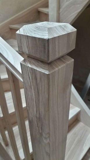 grain detail of newel post
