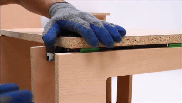 lockdowel fittings in cabinet