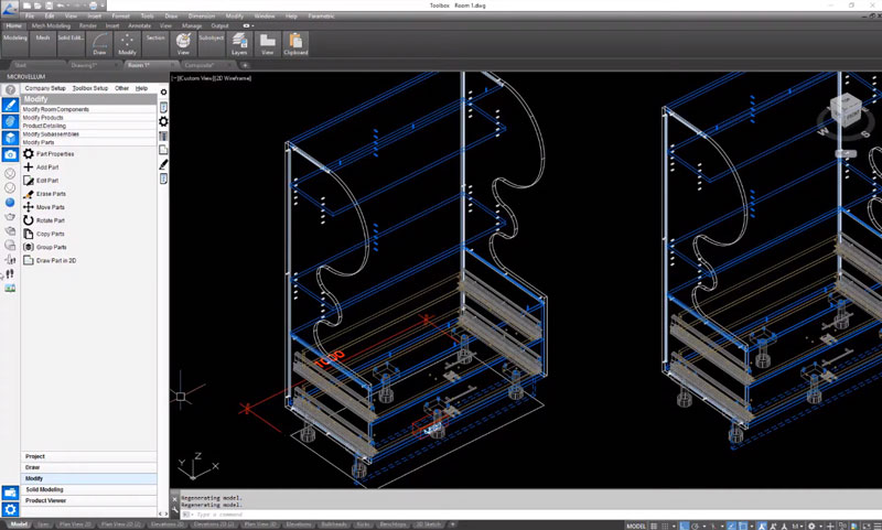 wireframe of woodwork cabinet project