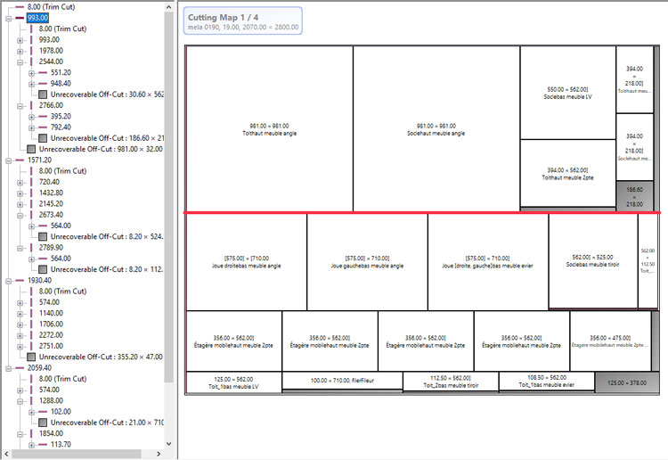 cutting map in opticut