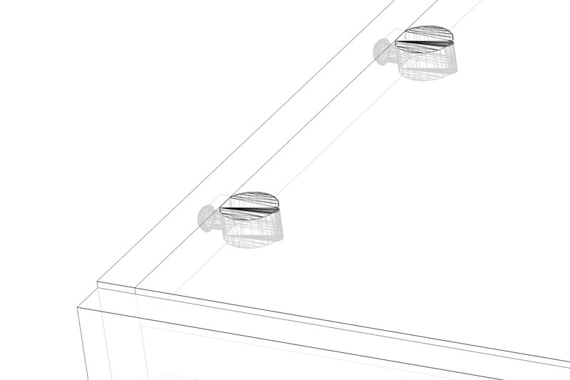 close up of peanut connector in cabinet wireframe view