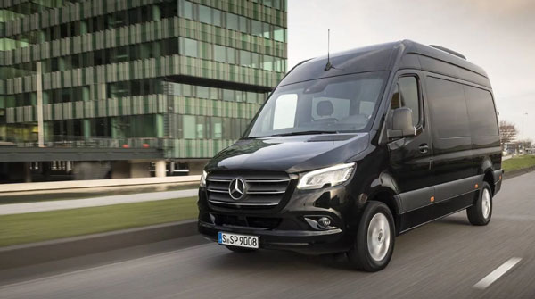 van driving along