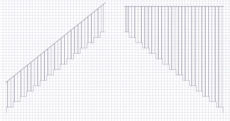 handrail developed view with horizontal addition