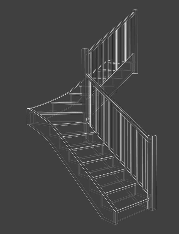wireframe quarter turn model