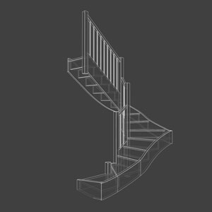 wireframe-half-turn-stair-in-stairdesigner 3d wireframe stair