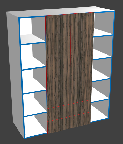 cabinet in polyboard showing grain running across facades
