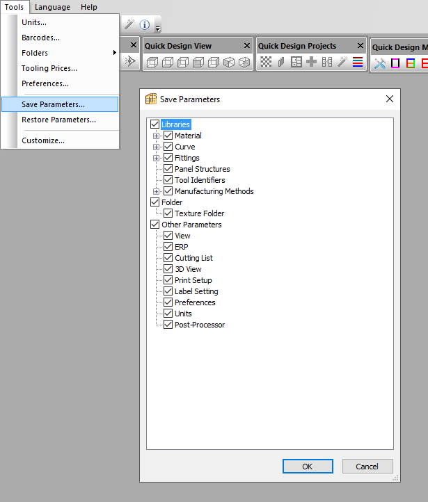 polyboard save parameters
