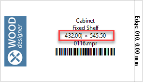net dimensions shown on opticut label