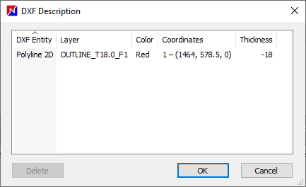 dxf description showing outline