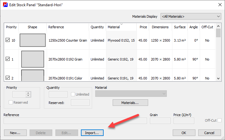 import csv of stock items into optinest