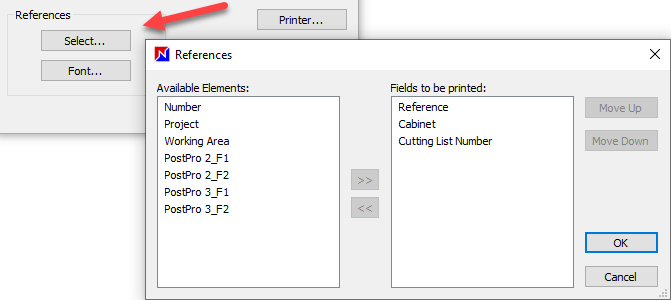window to display and hide parameters on the nesting patterns
