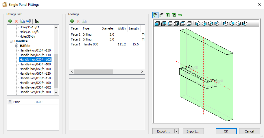 single panel fittings library