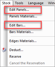 stock menu showing stock libraries