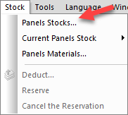 panel stock management in optinest