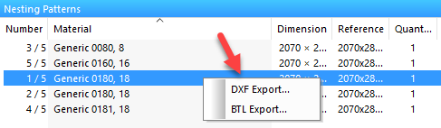 export individual nesting patterns from optinest