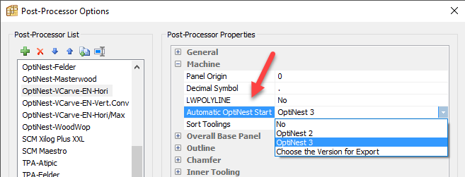 automatically open optinest after polyboard export
