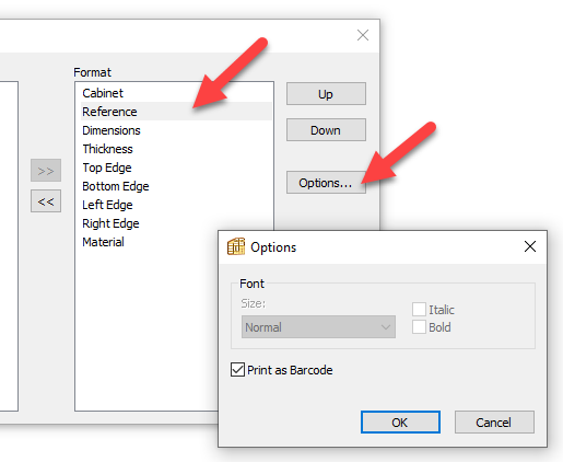 print polyboard label fields as barcodes