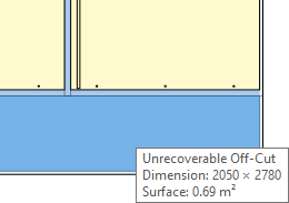 hover over nesting pattern to see information on off-cut