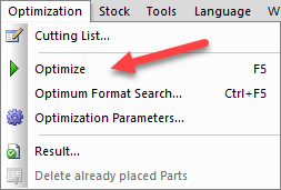 optimize command in menu