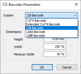 opticut bar code set up