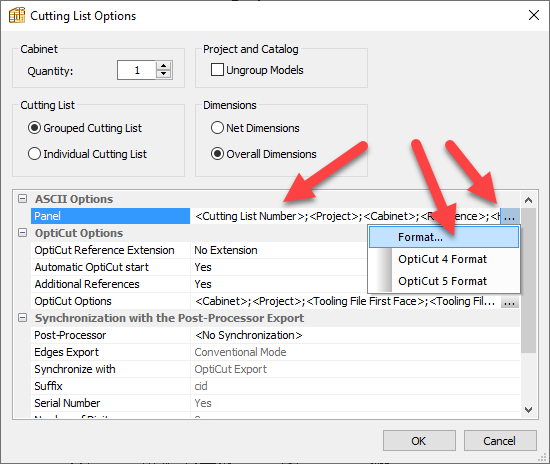 cutting list options in polyboard