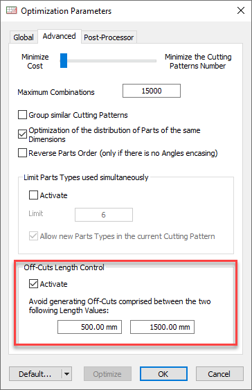 bars off-cuts settings