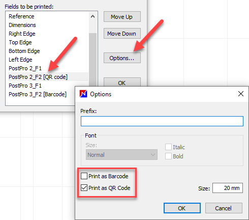 convert a label data field to a barcode