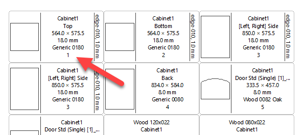 polyboard labels showing part numbers