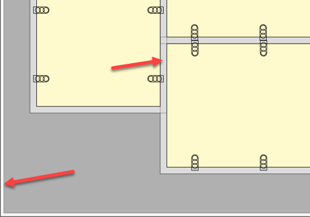 panel trim cuts and cutting tool thickness shown on nesting pattern