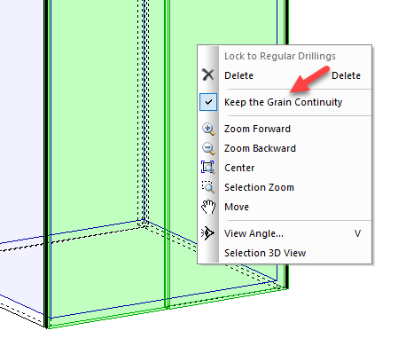 Keep the grain continuity setting in polyboard