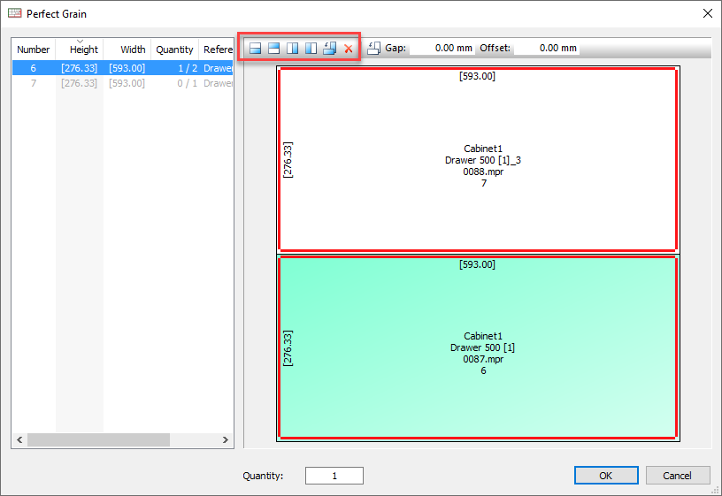 add perfect grain manually in opticut