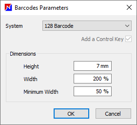 optinest barcode settings