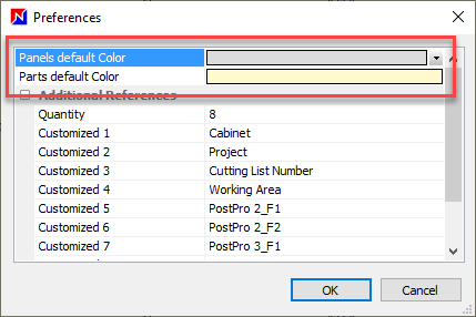 set panel and part colours in optinest
