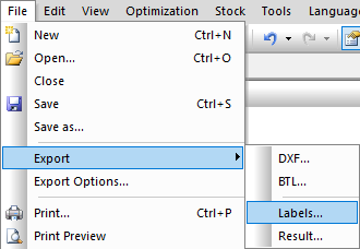 label csv file export