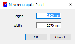 rectangular panel creation window