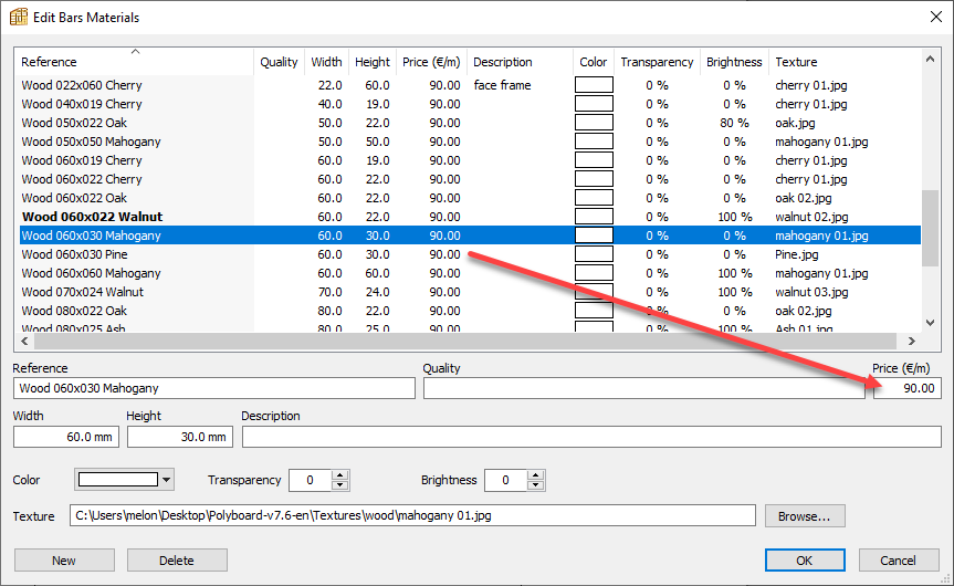 bar material price in polyboard