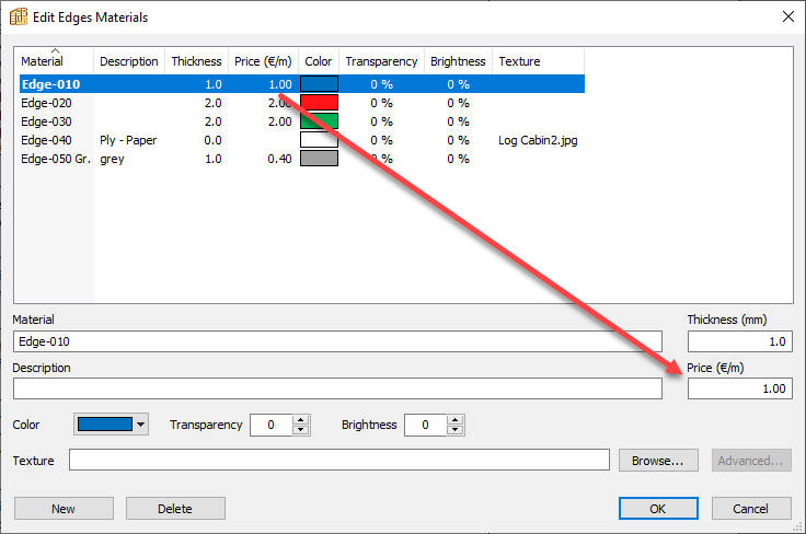 edging price in polyboard