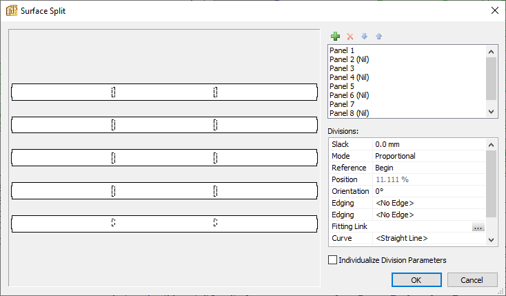 surface split command in polyboard to create bed base