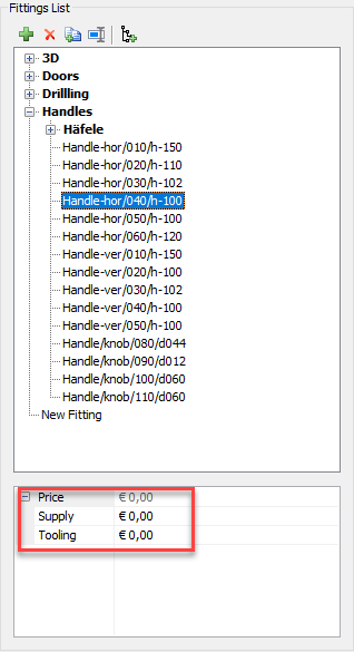 single panel fittings price configuration window
