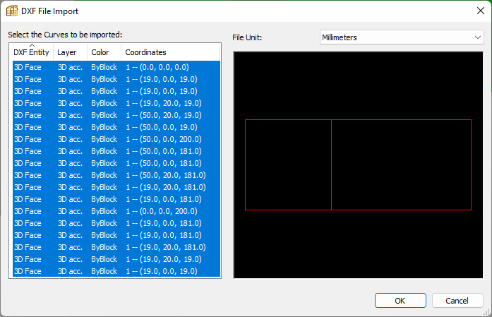 dxf import to polyboard