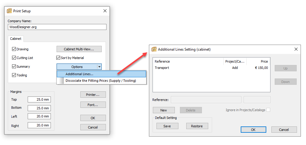 additional custom lines in polyboard cost report
