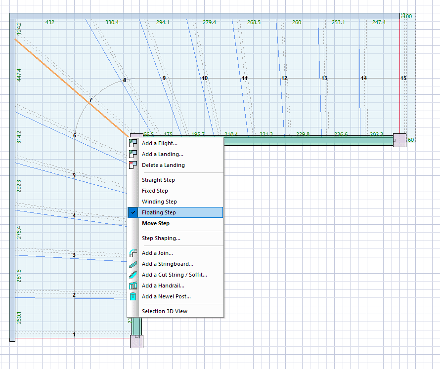 how to add a floating step in stairdesigner