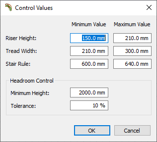 staircase control values
